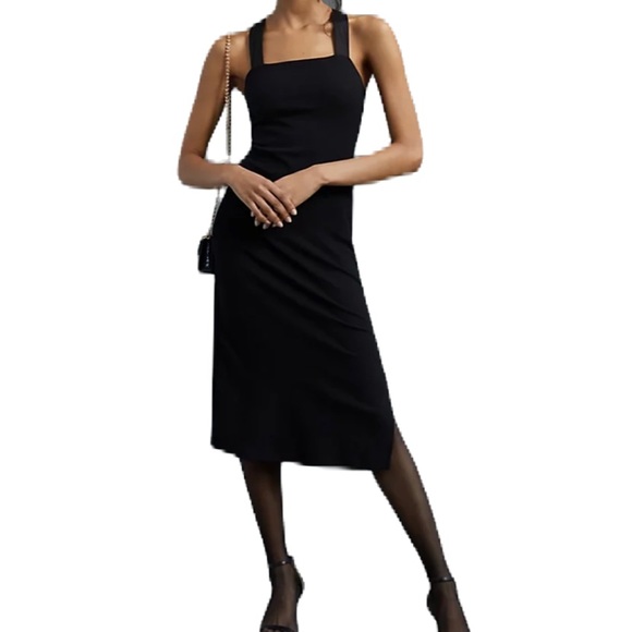 Anthropologie Dresses & Skirts - Anthropologie Black Midi Dress back corset style lace up. Classic dress
